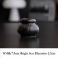 Modern black ceramic candle holder with Roman fluted texture, width 7.5cm, height 6cm - Lamp Ring Style / Matte Black