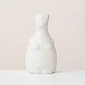 Minimalistische weiße Keramikvase in menschlicher Körperform für moderne Tischdeko - Erhobene Arme Pose / Biskuitweiß