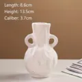 Vase en céramique blanc crème moucheté nordique avec anses pour déco - M / Blanc Tacheté
