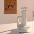 Jarrón de cerámica blanca hecho a mano con asa, accesorio de decoración minimalista - Blanco (Zhiyu Grande)