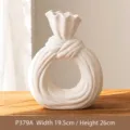 Minimalist white ceramic bag-shaped donut vase for modern home decor - New Knotted Donut Large / Height 26.2cm, Width 20.2cm