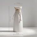 Minimalist white ceramic flower vase with decorative hemp rope bow, size 23.3x9x7.3cm. - Tall Tapered with Hemp Rope (Feihong)