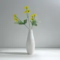Modern white ceramic flower vase featuring unique ripple texture for home tabletop decoration - Jingping Style (Without Flowers) / Height 21cm