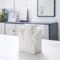 Minimalist white wabi-sabi style ceramic vase with unique sculptural design - White Irregular Short Style / 14.5cm