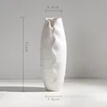 Minimalist white ceramic vase with leaf texture, dimensions 21cm height and 4.6cm width - Leaf Vein Texture Style (Biyu)