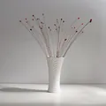 Jarrón moderno de cerámica blanca con diseño ondulado para flores secas. Decoración hogar. - Olas de Mar
