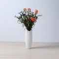 White textured ceramic vase with artificial flowers for modern living room decor - Shuli Style (With Mixed Bouquet)