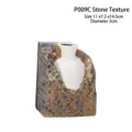 Wabi-sabi style ceramic flower vase with unique blue and brown stone texture pattern - Stone Texture Short Style / 14.5cm