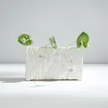 Minimalist white textured ceramic planter for hydroponic indoor plants and desktop decoration - Simple (Large Rectangular Style)