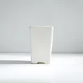 Minimalist white ceramic succulent planter with a textured vertical ridge design - Light (Square Straight Style)