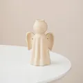 Minimalist cream angel shaped ceramic vase with artistic speckled texture for home decor - Small (W 8.7cm/H 13.5cm) / Beige