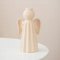 Minimalist cream ceramic angel vase with speckled texture and elegant pleated design - Medium (W 11.0cm/H 20.0cm) / Beige
