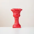 Classical Roman column style ceramic pedestal vase for home decor in vibrant red - Small-Red