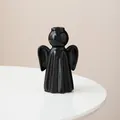 Elegant black gloss ceramic angel figurine vase for modern minimalist home table decor - Small (W 8.7cm/H 13.5cm) / Black