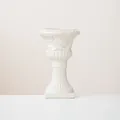 Elegant white ceramic vase with Roman column design and ornate carvings for home decor - Small-Cream White Speckled