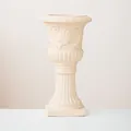 Vintage Roman column vase in cream white finish - Small-Beige Speckled
