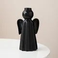 Glossy black ceramic angel vase for modern home decor minimalist artistic ornament - Medium (W 11.0cm/H 20.0cm) / Black