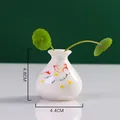 Mini jarrón de cerámica blanca con dibujo de peces, altura de 4,8 cm para mesa - Patrón de Loto de Doble Pez (Estilo 1)
