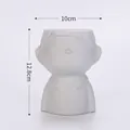Pot de fleur moderne en céramique blanche, forme buste humain, 12,8 cm de haut - Visage de Garçon Souriant