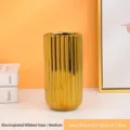 Vase en céramique cannelé doré galvanisé moyen, variante 9x18cm - M