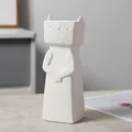 Elegant minimalist white ceramic cat-shaped vase for dried flowers and home desk decoration - Playful Cat (Large)