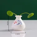 Mini jarrón de cerámica blanca con motivo floral azul para decoración de bandejas de té - Patrón de Loto de Doble Pez (Estilo 3)