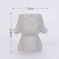 Vase moderne en céramique blanche en forme de visage de fille, taille 12x12,8cm - Visage de Fille à Couettes
