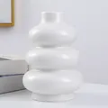 Vase minimaliste en céramique blanche nordique pour décoration intérieure et fleurs séchées - Circle White