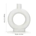 Jarrón nórdico de cerámica blanca con forma de dónut, 22,7 cm de alto y 18,3 cm. - L / Blanco Roto