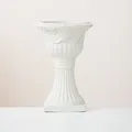 Classic white Roman column style flower vase urn for elegant home table decor - Medium-White