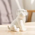 Figura moderna de cachorro de cerámica blanca para decoración del hogar, altura 11 cm - Perro Rural / 9.6x11cm