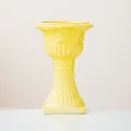 Vintage yellow Roman column ceramic vase for elegant home decor - Medium-Yellow