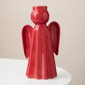 Modern glossy red ceramic angel-shaped decorative vase for minimalist home decor accents - Large (W 12.5cm/H 22.5cm) / Red