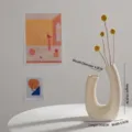 Florero moderno nórdico de cerámica blanca en forma de U para decoración de hogar minimalista - Estilo Doble Apio / Beige