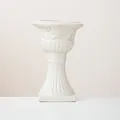 Elegant glossy white ceramic flower vase in classical Roman column style home decor - Medium-Cream White Speckled