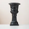 Glossy black Roman column ceramic vase home decor accent - Large Black
