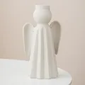 Elegant white matte ceramic angel vase for minimalist modern home decor - Large (W 12.5cm/H 22.5cm) / Matte White