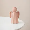 Modern minimalist pink ceramic vase in an abstract angel shape for home decoration - Small (W 8.7cm/H 13.5cm) / Pink