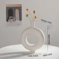 Modern white ceramic donut vase for dried flower arrangement, Nordic decor - Round Mirror Style / Donut Shape (Gray White)