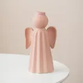Minimalist pink speckled ceramic angel wing vase for modern home tabletop decoration - Medium (W 11.0cm/H 20.0cm) / Pink