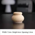 Beige ribbed ceramic candle holder centerpiece, 7.5cm width, elegant table decor for home. - Lamp Ring Style / Spot Yellow