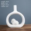 Vaso moderno in ceramica bianca con statuina di cavallo zodiacale per l'arredamento casa - Short zodiac horse