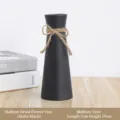 Vase moderne en céramique noir mat avec nœud décoratif en ficelle pour fleurs séchées - M / Noir mat