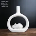 Vaso in ceramica bianca minimalista con design creativo zodiacale del topo moderno - Short zodiac sign rat