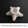 White ceramic starfish candle holder with 8cm width and 3.2cm caliber for table decor - Starfish Style / Spotted White