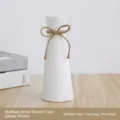 Vase en céramique blanc mat moderne avec nœud en jute pour décoration, hauteur 19cm - M / Blanc dépoli