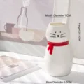 Minimalistische creatieve witte keramische vaas in kattenvorm, hoogte 20,5 cm - Rode Sjaal Kat