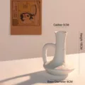 Florero de cerámica blanco hecho a mano con asa para decoración nórdica, altura 18cm - Blanco (Zhiyu Mediano)