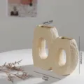 Minimalist beige ceramic infinity loop vase with textured finish for home decoration - Style 8 Horizontal (FY0321) / Beige