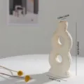 Nordic minimalist ivory ceramic candle holder with dimensions 20.3cm height and 9.1cm length - Style 8 Vertical (FY0321) / Beige